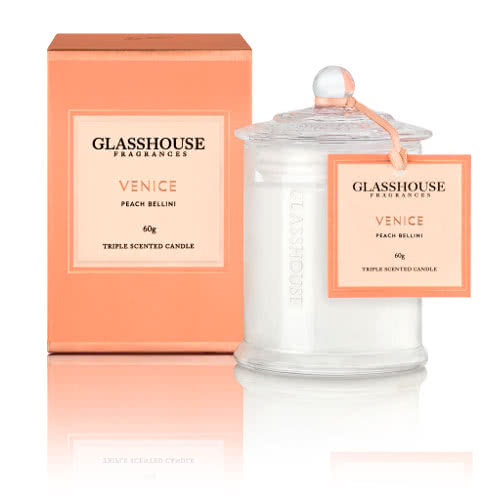 Glasshouse Venice Mini Candle Peach Bellini 60g AU Adore Beauty