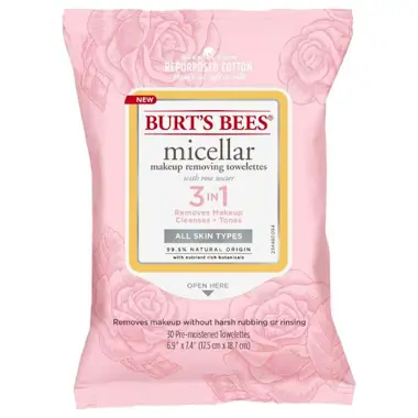Burt's Bees Rose Micellar Facial Cleansing Wipes 30 pack
