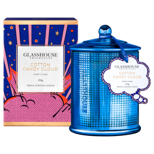 Glasshouse Cotton Candy Cloud Candle Fairy Floss 350g AU Adore Beauty