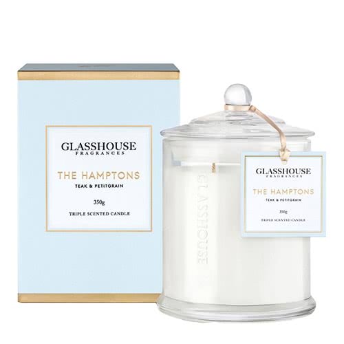What Is Hamptons Style – Coast Meets Elegance 3 Glasshouse "The Hampton's" Teak and Petigrain Triple Scented Candle