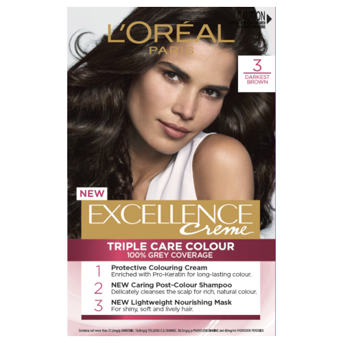 L'Oreal Paris Excellence Permanent Hair Colour - Darkest Brown 3.0