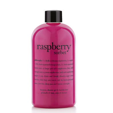 philosophy raspberry sorbet shampoo, shower gel & bubble bath