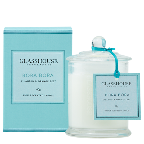 Glasshouse Bora Bora Mini Candle Cilantro & Orange Zest 60g + Free Post