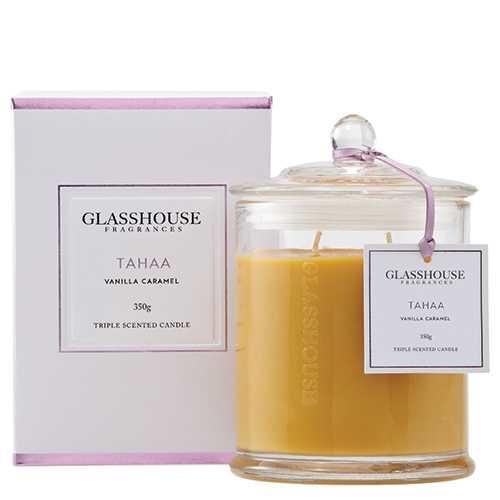 Glasshouse Tahaa Candle Vanilla Caramel 350g + Free Post