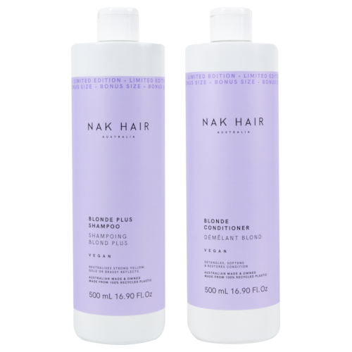 NAK Hair Blonde Plus Shampoo and Conditioner 500ml Duo by NAK Hair