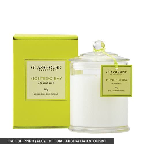 Glasshouse Montego Bay Candle Coconut Lime 350g Reviews + Free Post