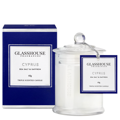 Glasshouse Cyprus Mini Candle - Sea Salt & Saffron 60g