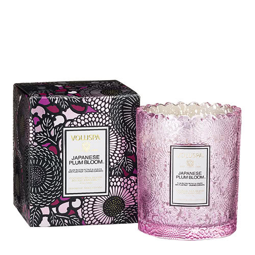 Voluspa Japanese Plum Bloom Scalloped Candle