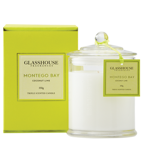 Glasshouse Montego Bay Candle Coconut Lime 350g + Free Post