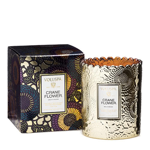 Voluspa Crane Flower Scalloped Candle