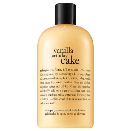 philosophy vanilla birthday cake shampoo,  shower gel & bubble bath by philosophy