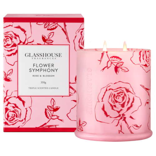 Glasshouse Flower Symphony Candle White Rose & Pear Blossom 350g