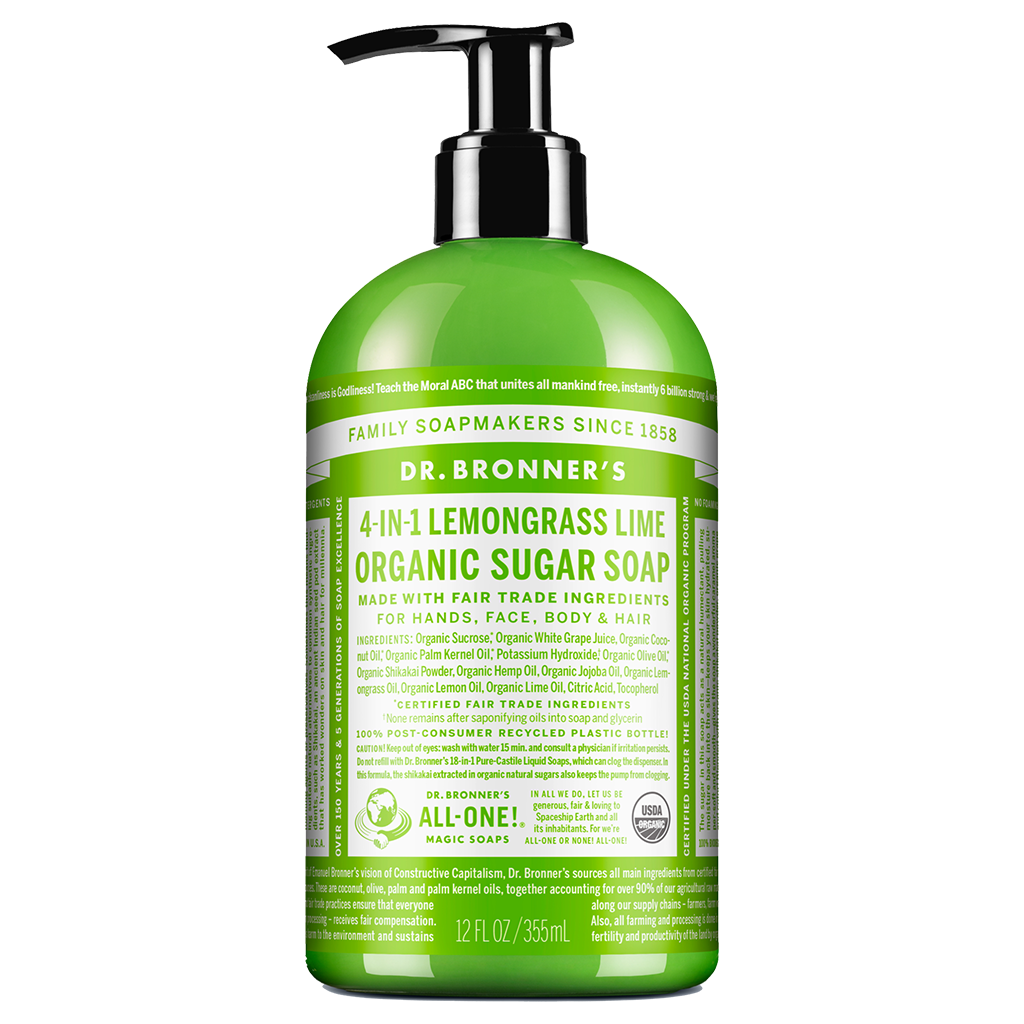 Dr. Bronner's 4-in-1 Sugar Lemongrass Lime Organic Pump Soap