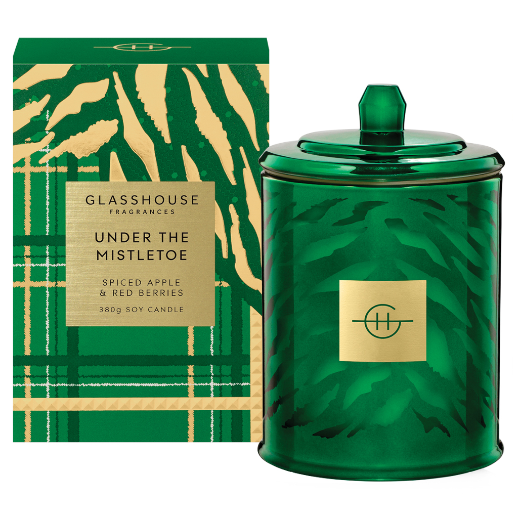 Glasshouse Fragrances Christmas Under The Mistletoe Candle 380g AU