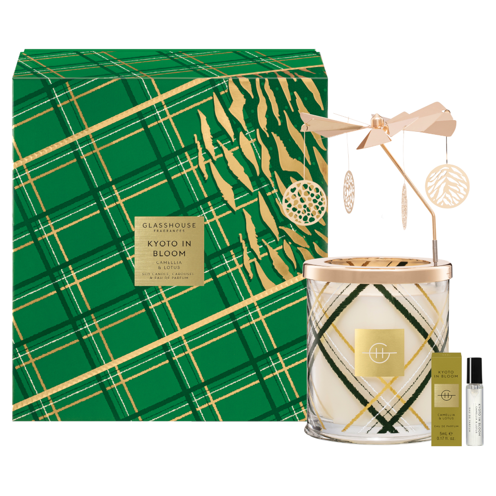 Glasshouse Fragrances Christmas Kyoto Candle 380g with Spinning