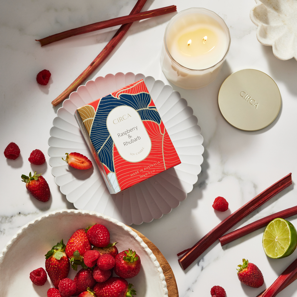 CIRCA Christmas Raspberry & Rhubarb Candle 350g AU Adore Beauty
