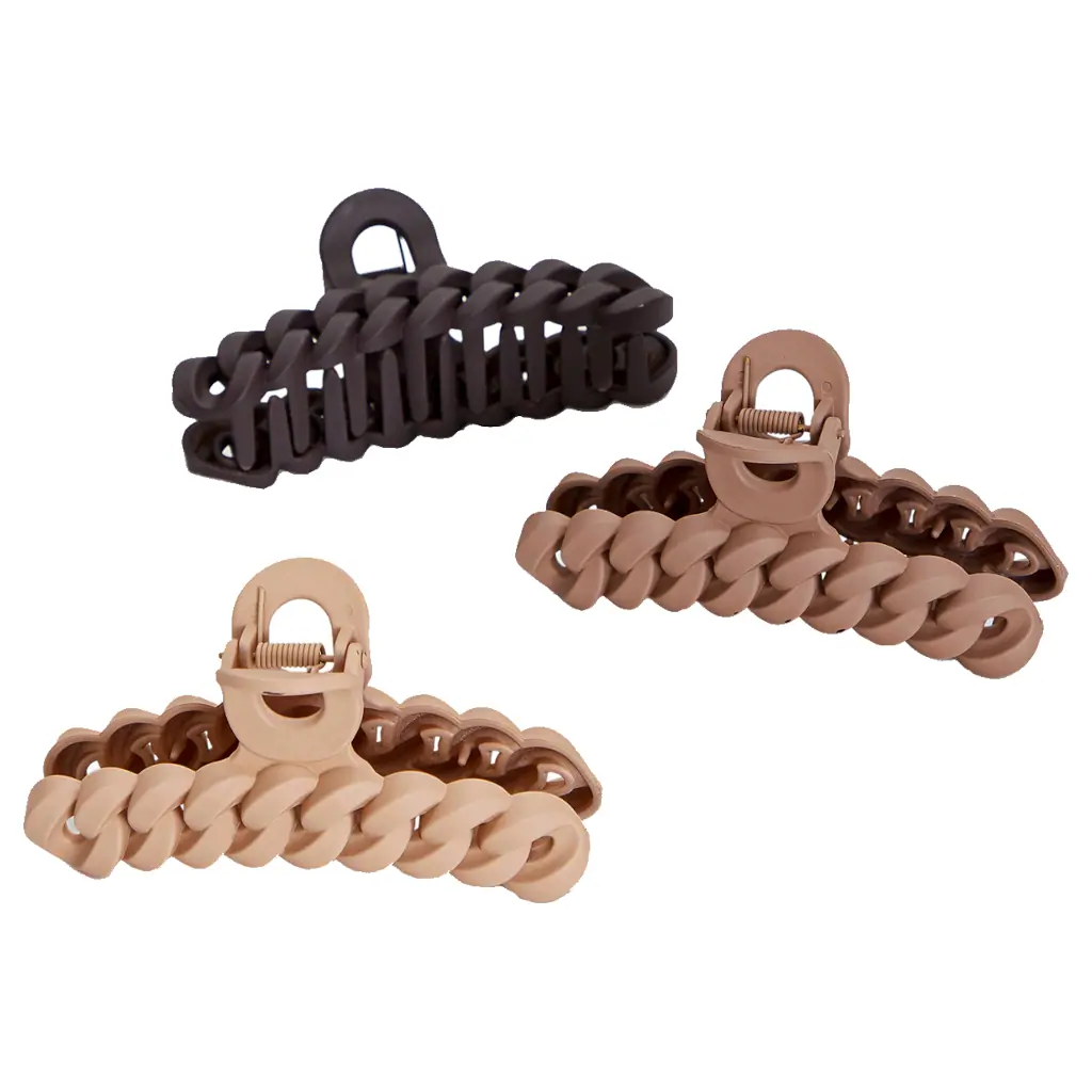 Kitsch Eco-friendly Chain Claw Clip 3pc Set - Neutrals