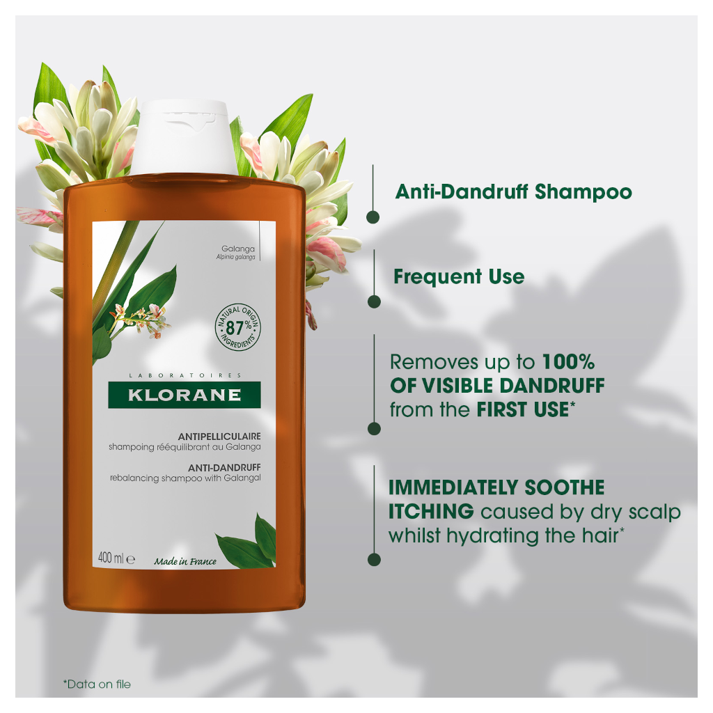 Klorane Anti-dandruff Rebalancing Shampoo with Galangal & AHA 400ML