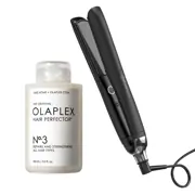 ghd Platinum+ Hair Straightener in Black + Olaplex N.3 Bundle by Adore Beauty