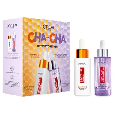L'Oréal Paris CHA CHA Brighten & Plump Serums Set - Pure Vitamin C & Hyaluronic Acid