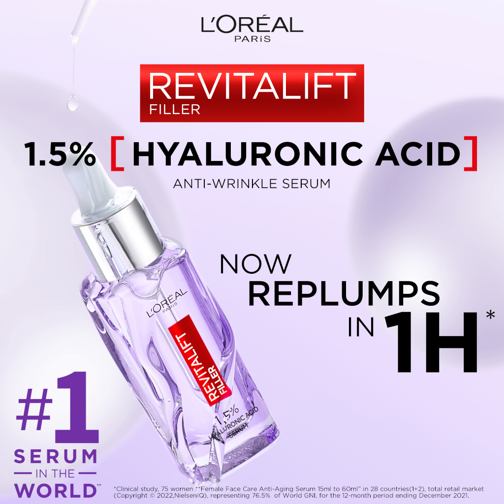 L'Oréal Paris Revitalift Filler 1.5% Pure Hyaluronic Acid Anti-Wrinkle Serum 30ml