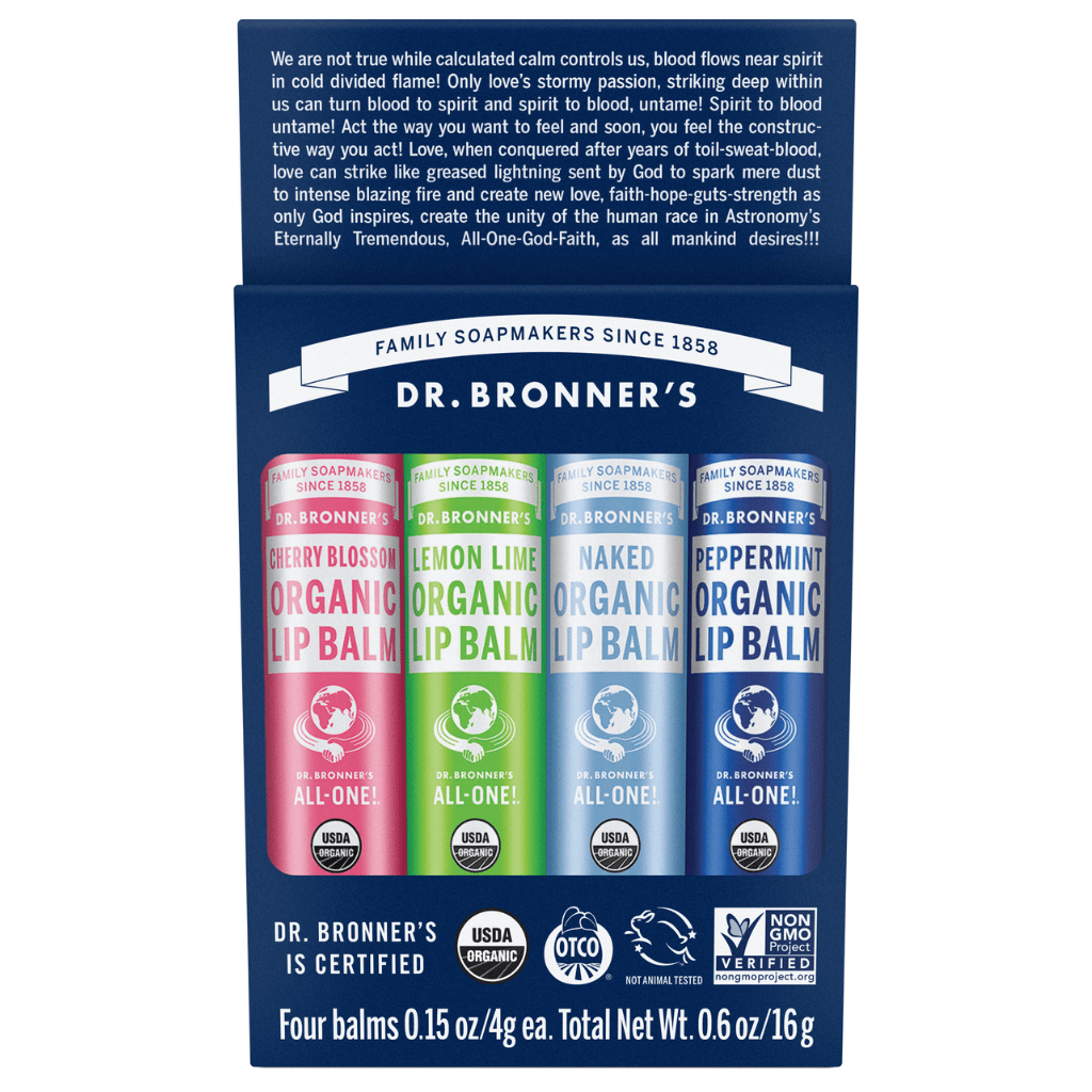 Dr. Bronner's Lip Balm Set 4 organic lip balms