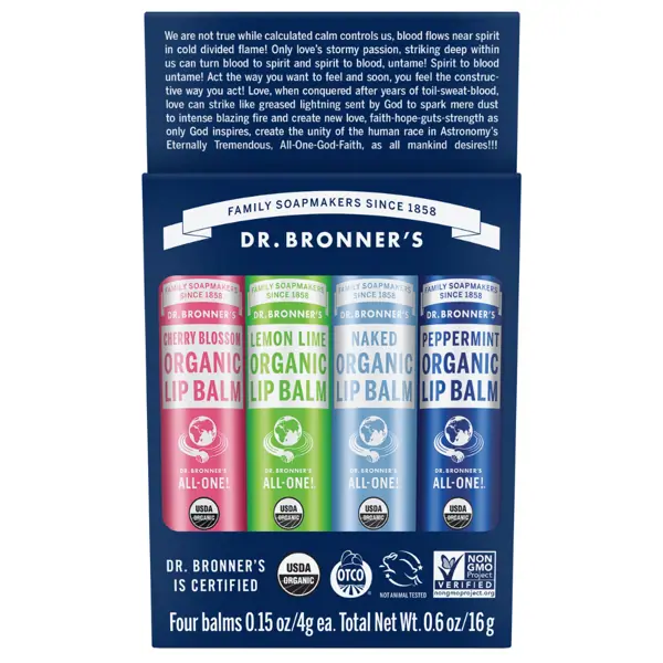 Dr. Bronner's Lip Balm Set 4 organic lip balms