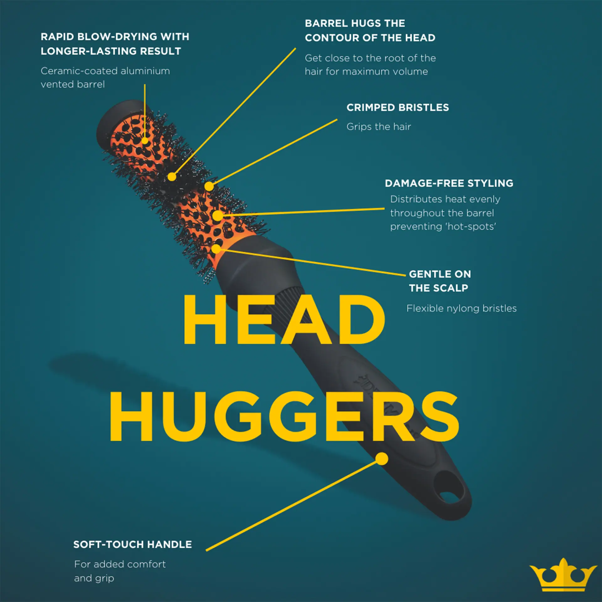Denman DHH2 Head Hugger 33mm Orange Brush