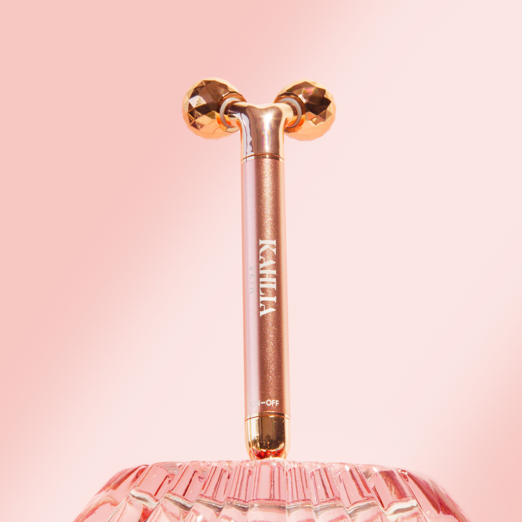 Kahlia Skin Rose Quartz Vibrating Beauty Roller - Facial Massage Wand AU Kahlia Skin Rose Quartz Vibrating Beauty Roller - Facial Massage Wand AU