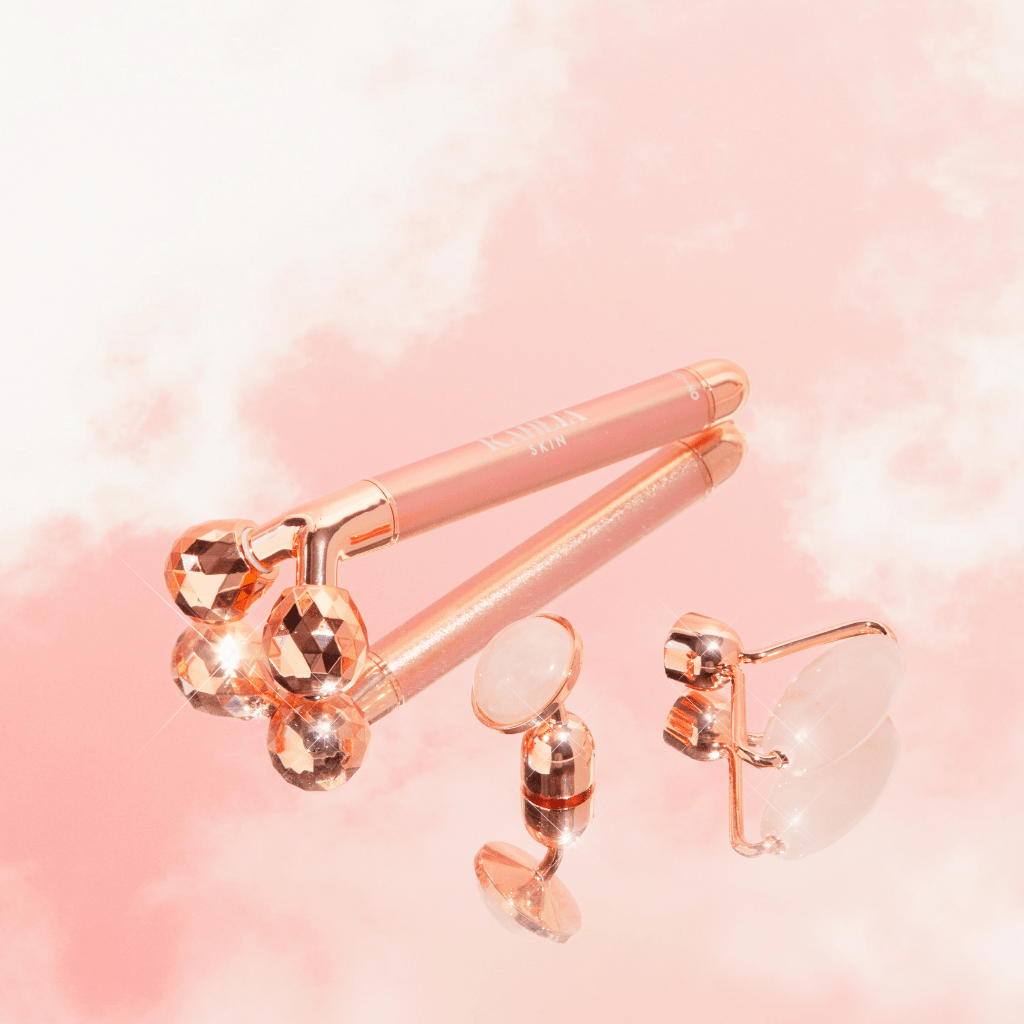 Rose Quartz Vibrating Beauty Roller in Pink