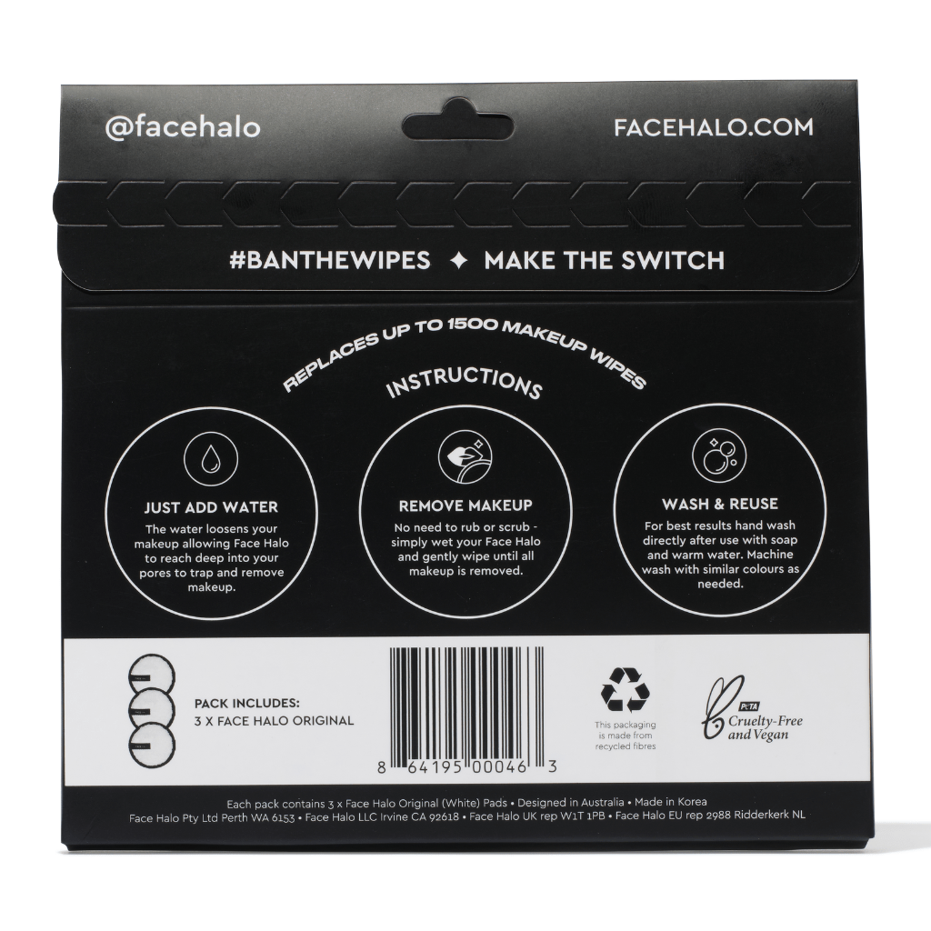 Face Halo Original 3 Pack EcoFriendly Makeup Remover