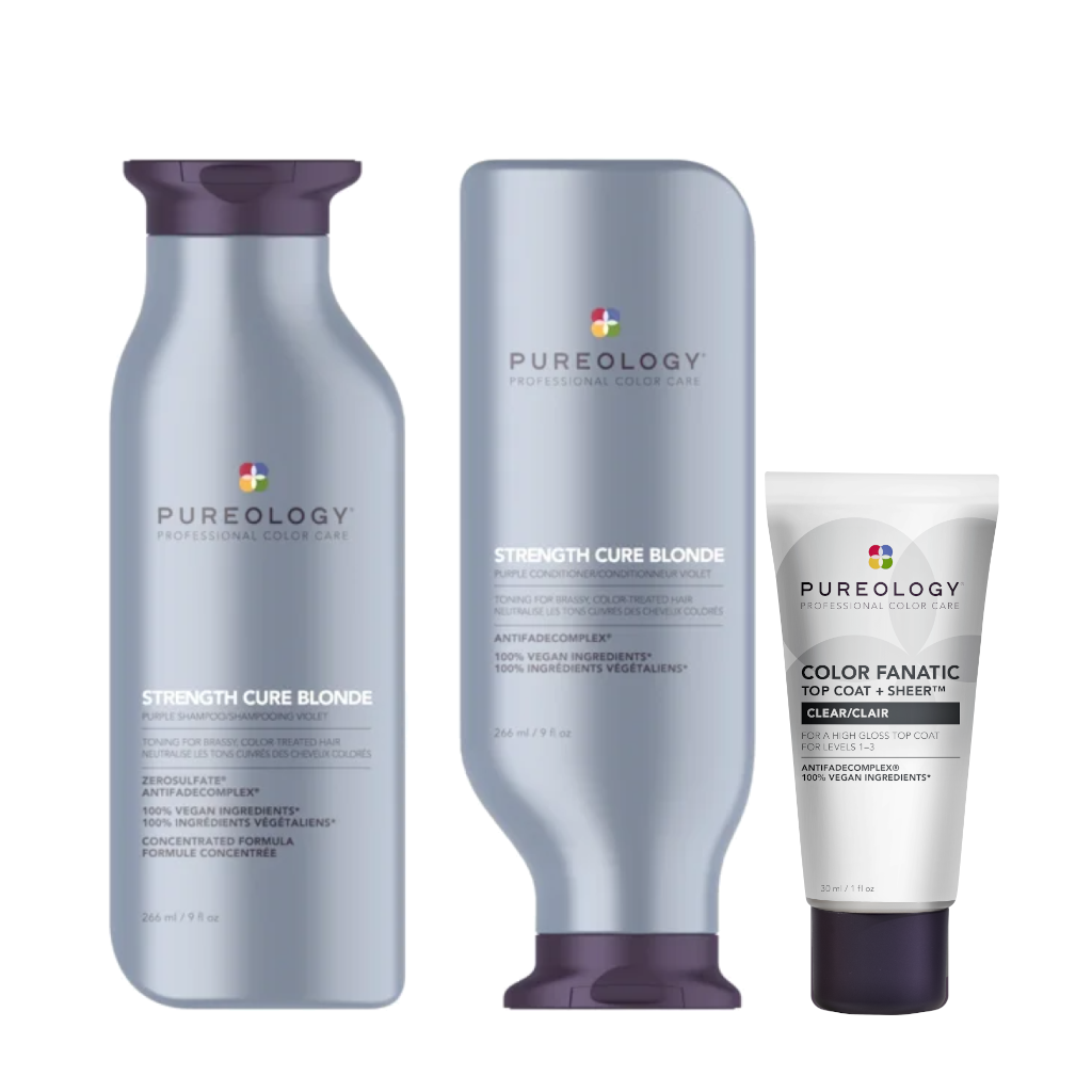 Pureology Strength Cure Blonde & Top Coat Glaze Trio Bundle by Pureology