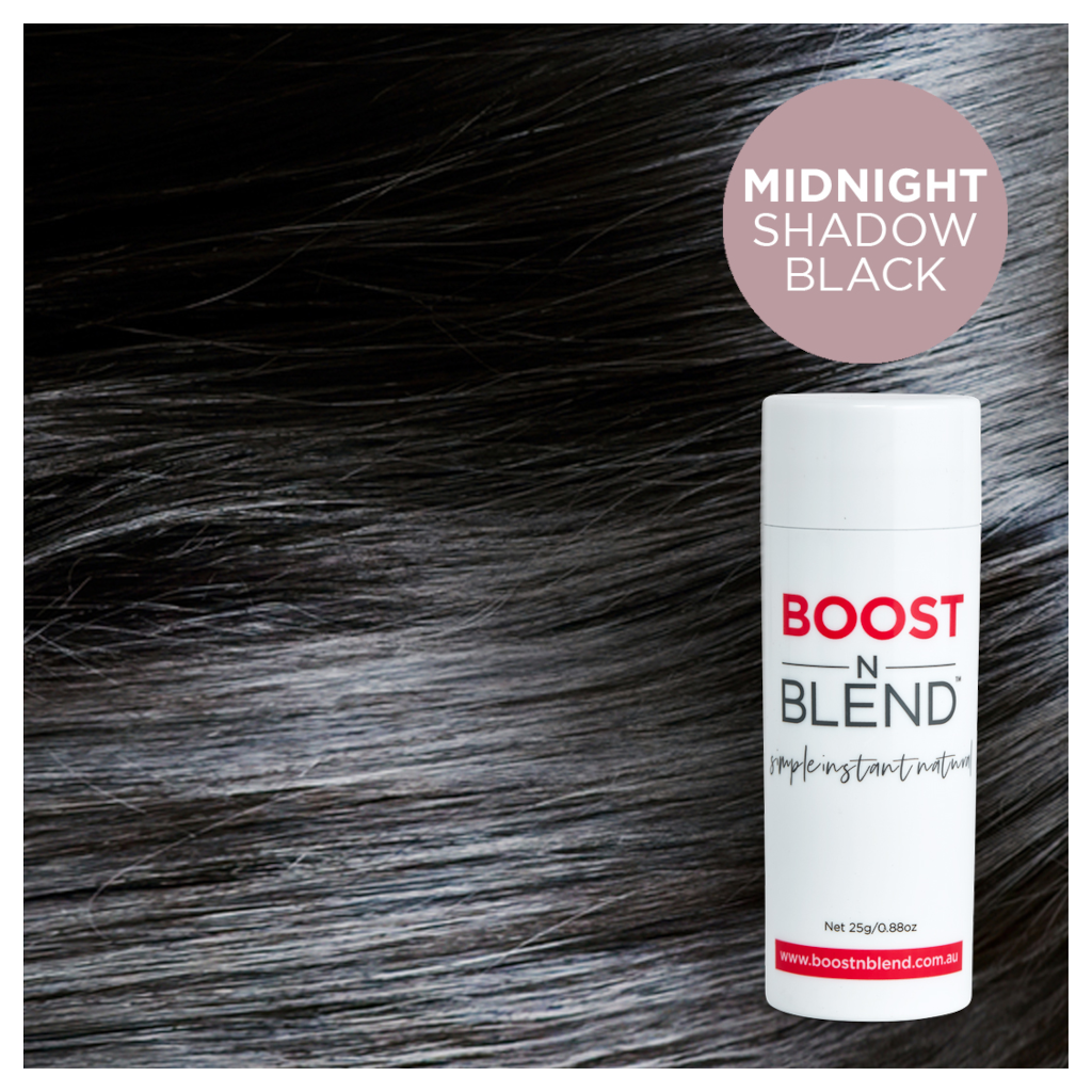 Boost N Blend Midnight Shadow Black Hair Loss Fibers 25g