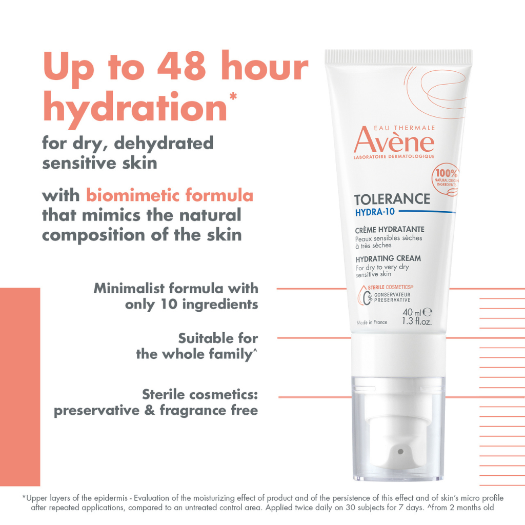 Avène Tolerance Hydra-10 Hydrating Cream 40ml - Hyaluronic Acid Moisturiser