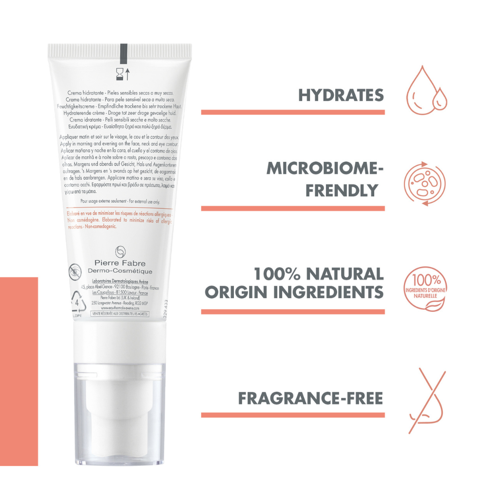 Avène Tolerance Hydra-10 Hydrating Cream 40ml - Hyaluronic Acid Moisturiser