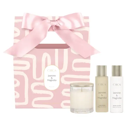 CIRCA Gift Bag Set (60g candle, 50ml Hand Wash & Hand Lotion) - Mother's Day - Jasmine & Magnolia - 