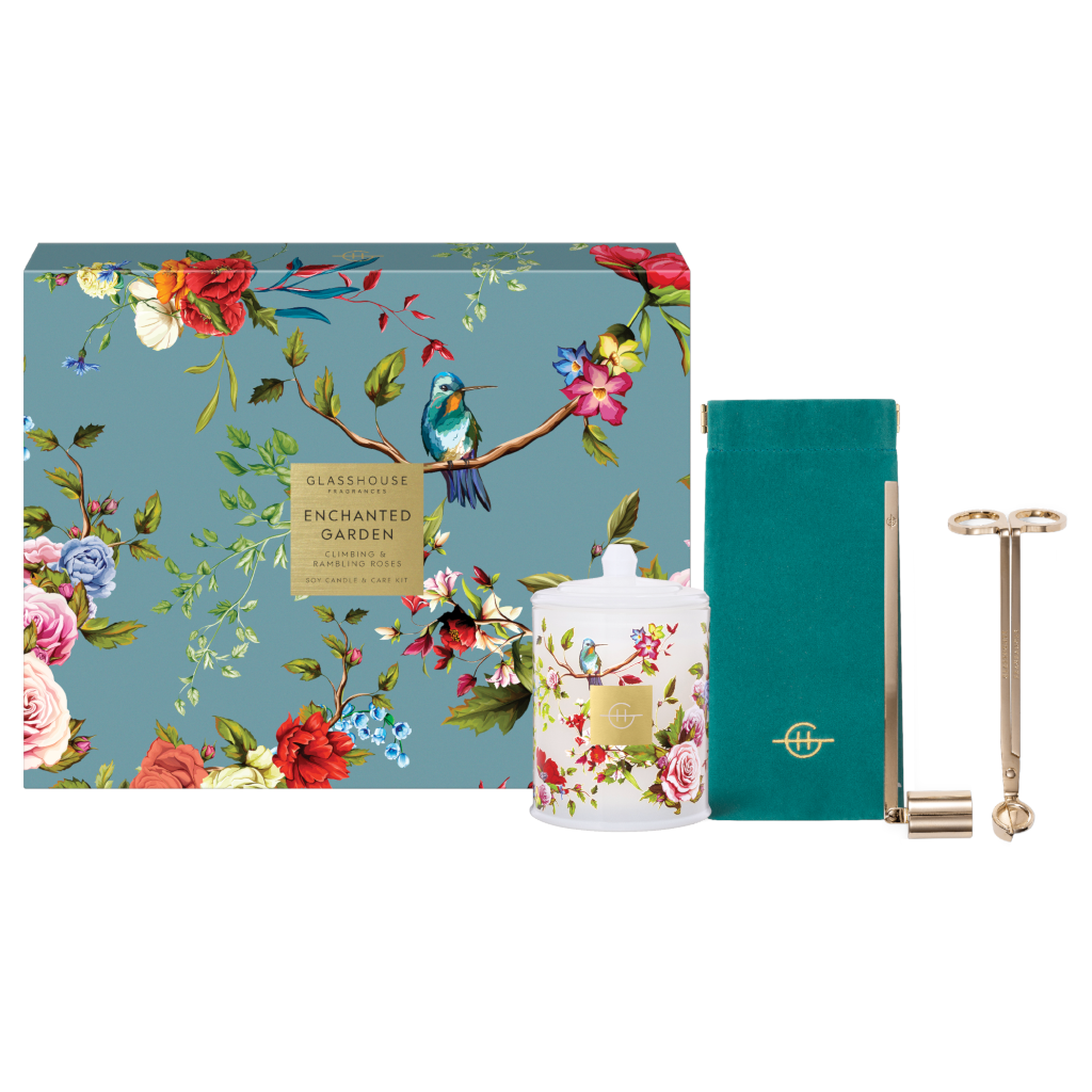 Glasshouse Fragrances 380g Candle, Wick Trimmer, Wick Snuffer, Velvet