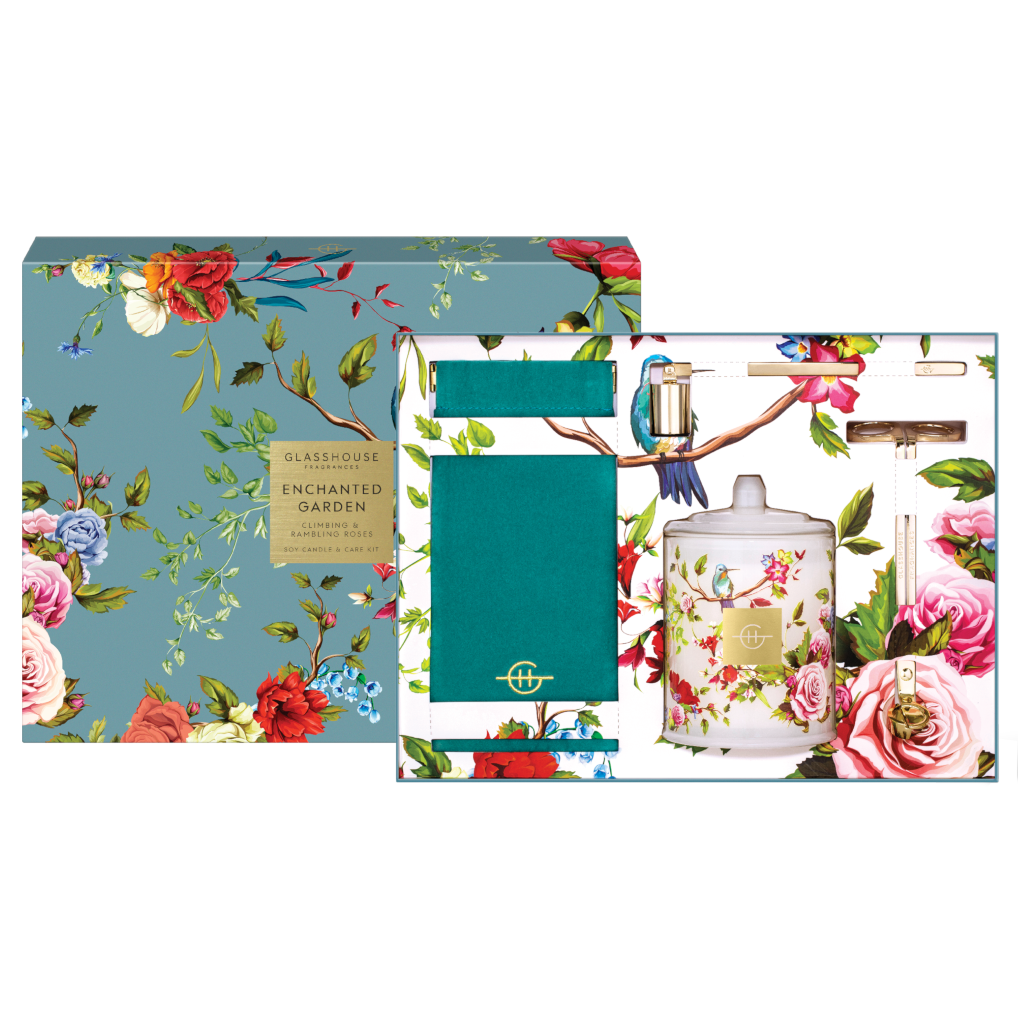 Glasshouse Fragrances 380g Candle, Wick Trimmer, Wick Snuffer, Velvet