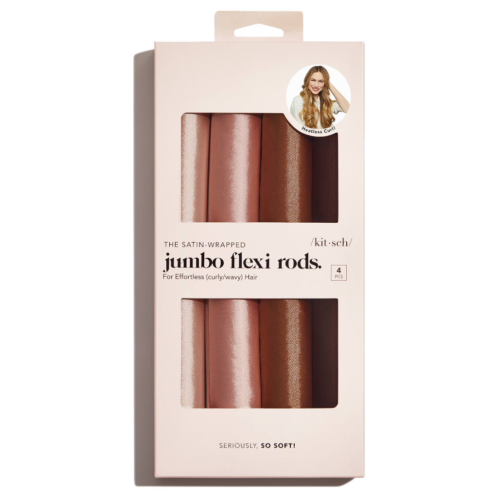 Kitsch Satin Wrapped Jumbo Flexi Rods 4pc - Rosewood
