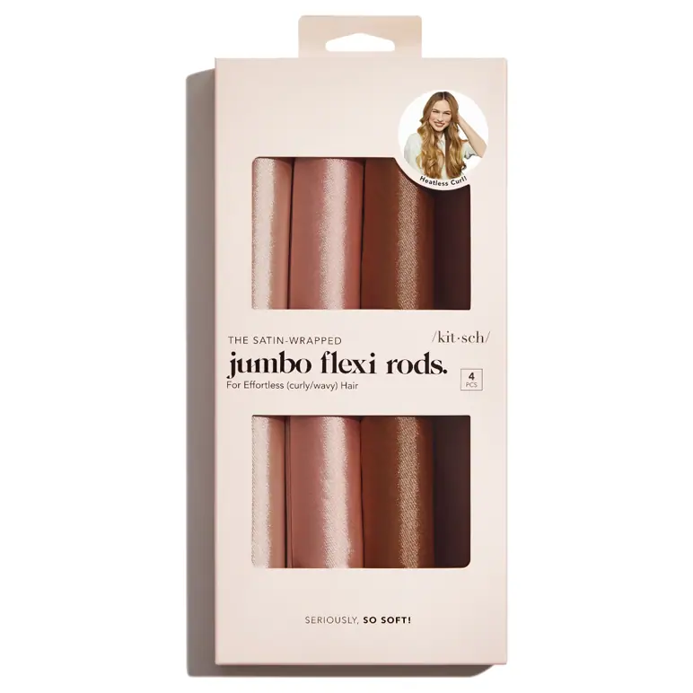 Kitsch Satin Wrapped Jumbo Flexi Rods 4pc - Rosewood