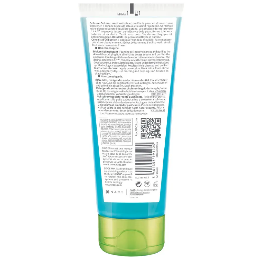 Bioderma Sébium Gel Moussant Purifying Foaming Gel Cleanser for Oily Skin 100ml