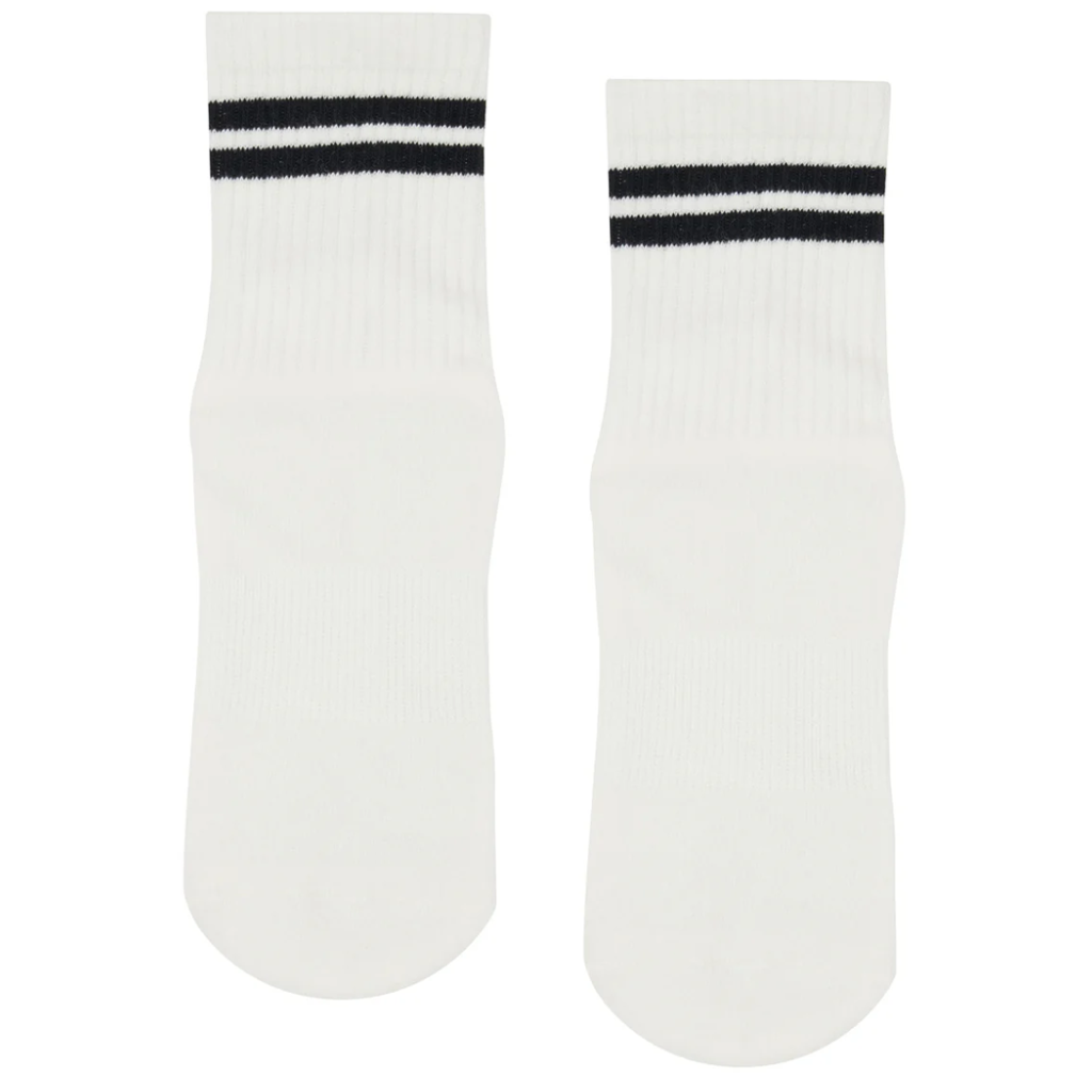 MoveActive Crew Non Slip Grip Socks - Sporty Stripe Ivory