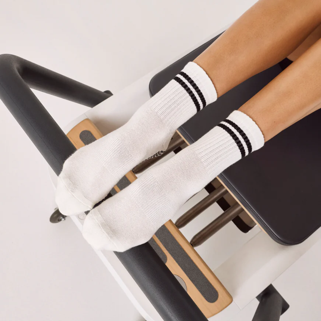 MoveActive Crew Non Slip Grip Socks - Sporty Stripe Ivory