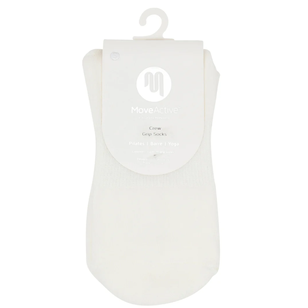 MoveActive Crew Non Slip Grip Socks - Sporty Stripe Ivory