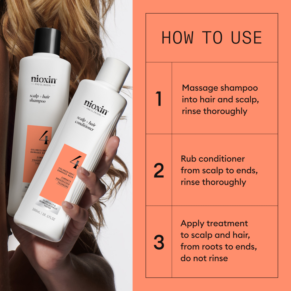 Nioxin Scalp + Hair Thickening System 4 - Colored Or Dry Damaged Hair with Progressed Thinning