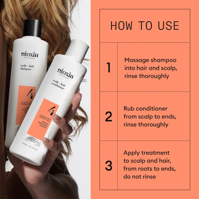 Nioxin Scalp + Hair Thickening System 4 - Colored Or Dry Damaged Hair with Progressed Thinning