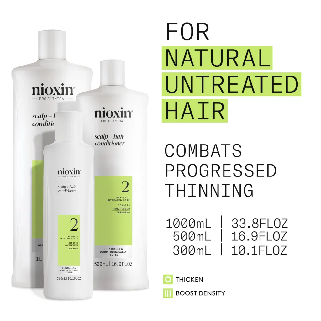 Nioxin System 2 Scalp + Hair Conditioner - Hair Thickening Conditioner for Natural Hair with Progres