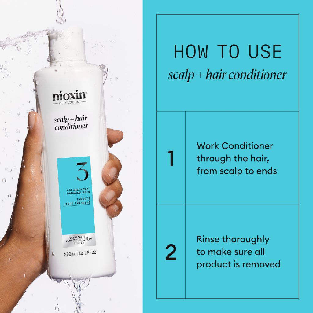 Nioxin System 3 Scalp + Hair Conditioner - Hair Thickening Conditioner for Damaged Hair with Light T