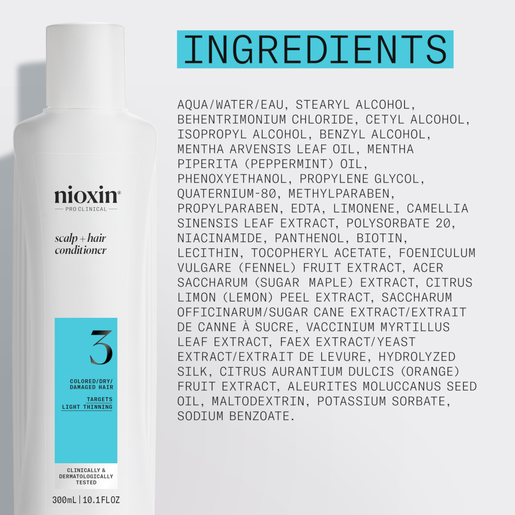 Nioxin System 3 Scalp + Hair Conditioner - Hair Thickening Conditioner for Damaged Hair with Light T