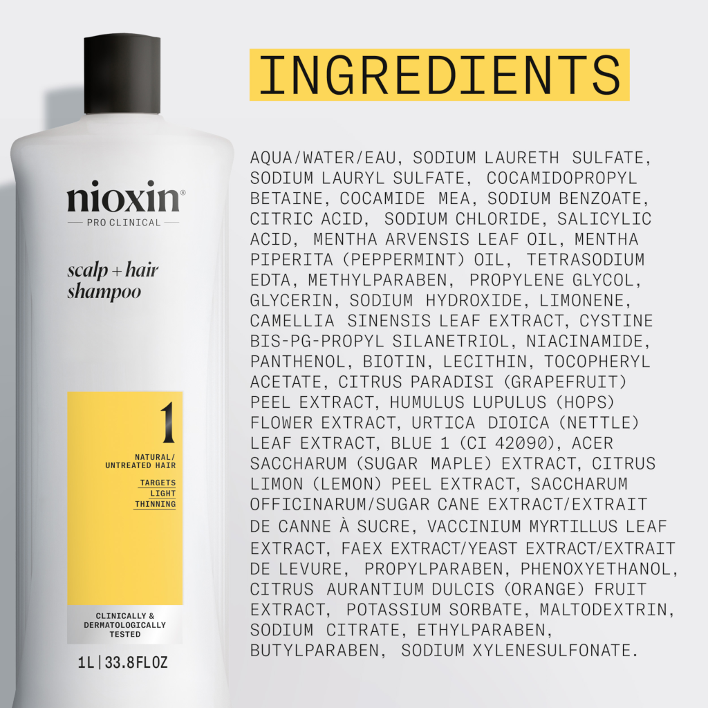 Nioxin System 1 Scalp + Hair Shampoo - Hair Thickening Shampoo For Natural Hair with Light Thinning